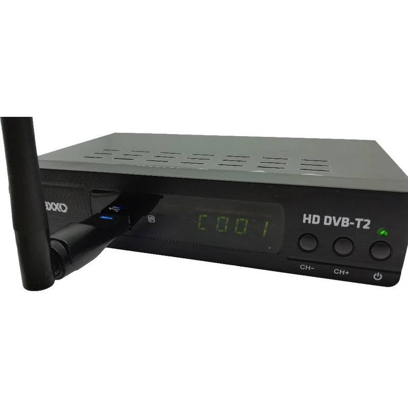 DVB-T2 přijímač Maxxo T2 HEVC H.265 wifi adaptér černý
