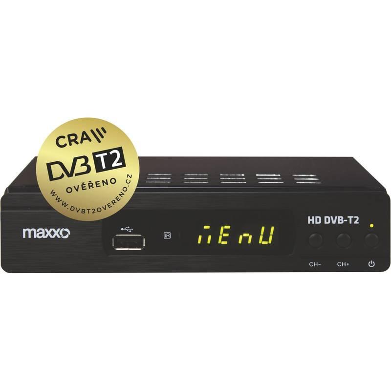 DVB-T2 přijímač Maxxo T2 HEVC H.265 wifi adaptér černý