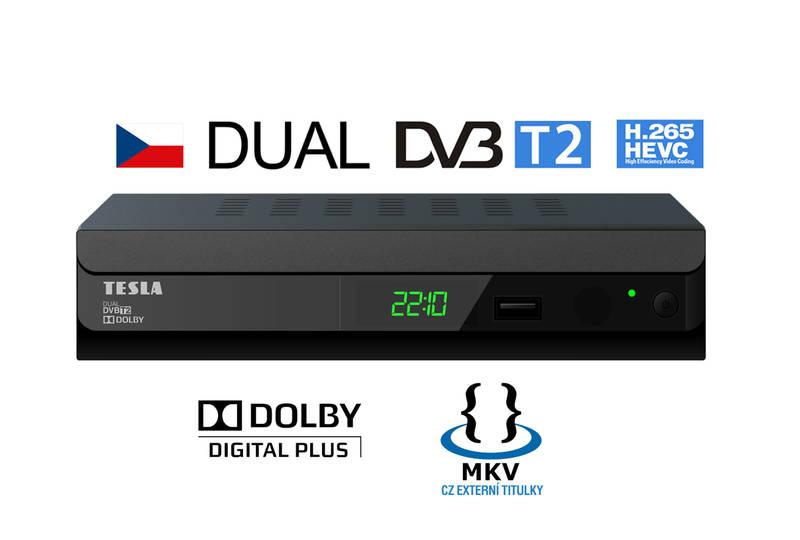 DVB-T2 přijímač Tesla Duplex T2 Dual černý, DVB-T2, přijímač, Tesla, Duplex, T2, Dual, černý