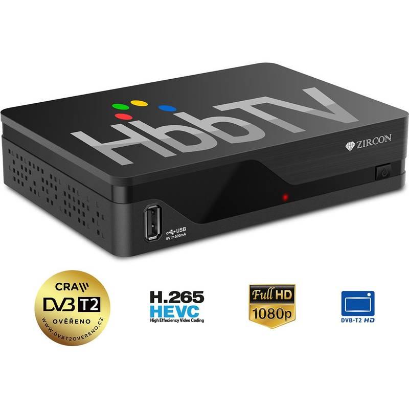 DVB-T2 přijímač Zircon AIR T2 s HbbTV černý, DVB-T2, přijímač, Zircon, AIR, T2, s, HbbTV, černý