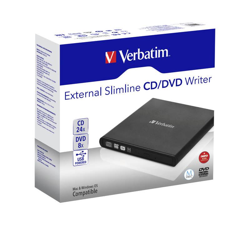 Externí DVD vypalovačka Verbatim Slimline USB 2.0 černá, Externí, DVD, vypalovačka, Verbatim, Slimline, USB, 2.0, černá
