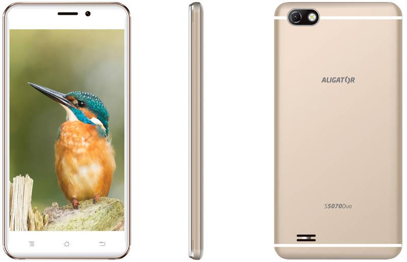 Mobilní telefon Aligator S5070 Dual SIM zlatý, Mobilní, telefon, Aligator, S5070, Dual, SIM, zlatý