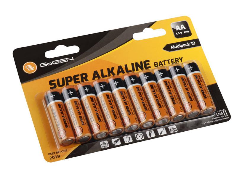 Baterie alkalická GoGEN SUPER ALKALINE AA, LR06, blistr 10 ks, Baterie, alkalická, GoGEN, SUPER, ALKALINE, AA, LR06, blistr, 10, ks