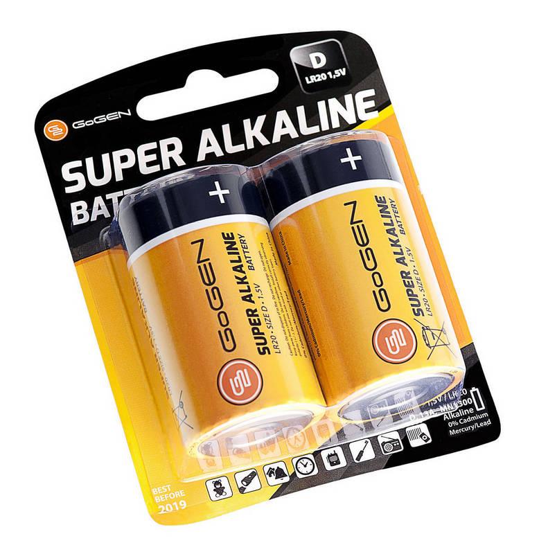Baterie alkalická GoGEN SUPER ALKALINE D, LR20, blistr 2ks, Baterie, alkalická, GoGEN, SUPER, ALKALINE, D, LR20, blistr, 2ks