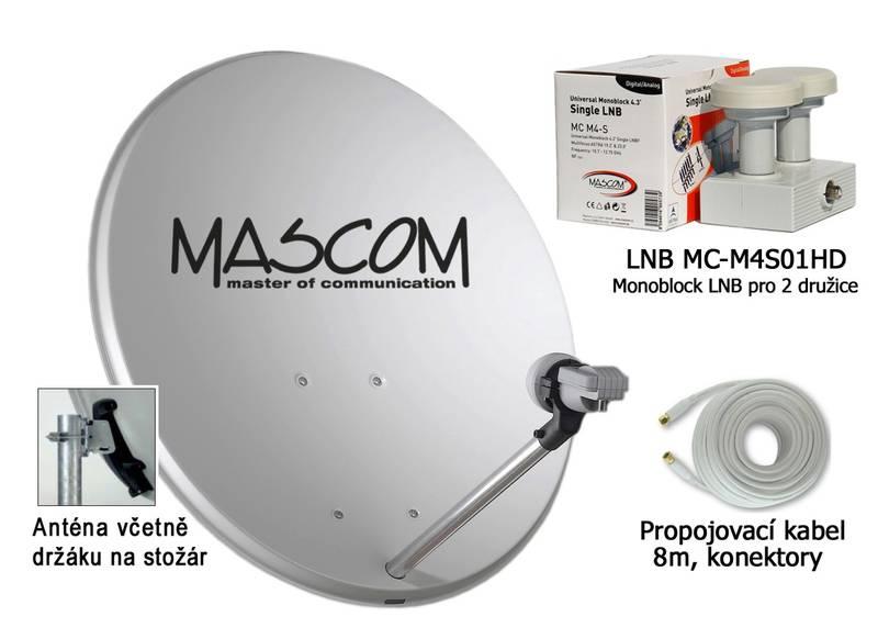 Parabola Mascom OP-VJ2 LNB monoblock kabel koax šedá