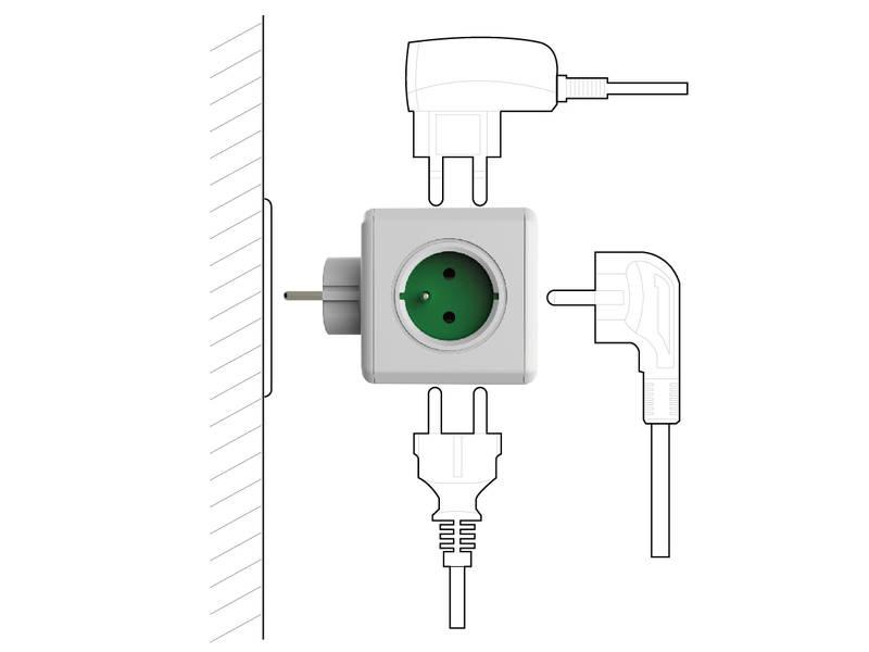 Zásuvka Powercube Original, 5x zásuvka bílá zelená