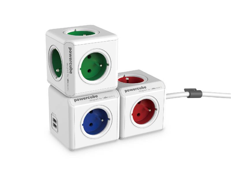 Zásuvka Powercube Original, 5x zásuvka bílá zelená, Zásuvka, Powercube, Original, 5x, zásuvka, bílá, zelená