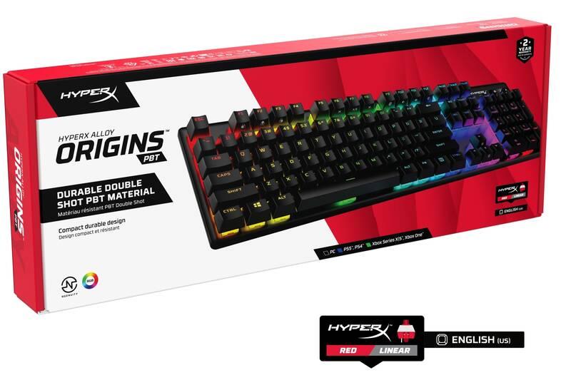 Klávesnice HyperX Alloy Origins PBT - Red, US černá