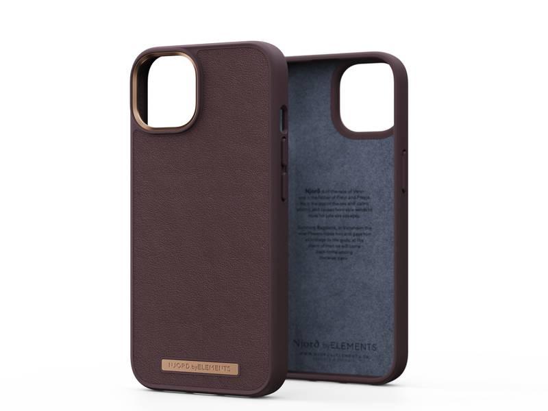 Kryt na mobil Njord Genuine Leather na Apple iPhone 14 hnědý