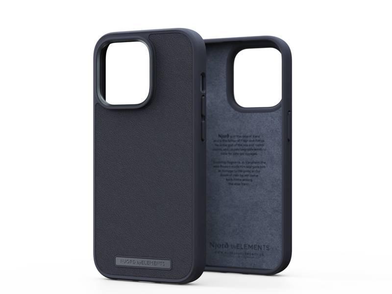Kryt na mobil Njord Genuine Leather na Apple iPhone 14 Pro černý