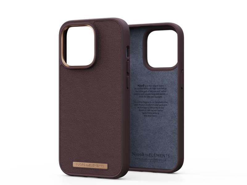 Kryt na mobil Njord Genuine Leather na Apple iPhone 14 Pro hnědý