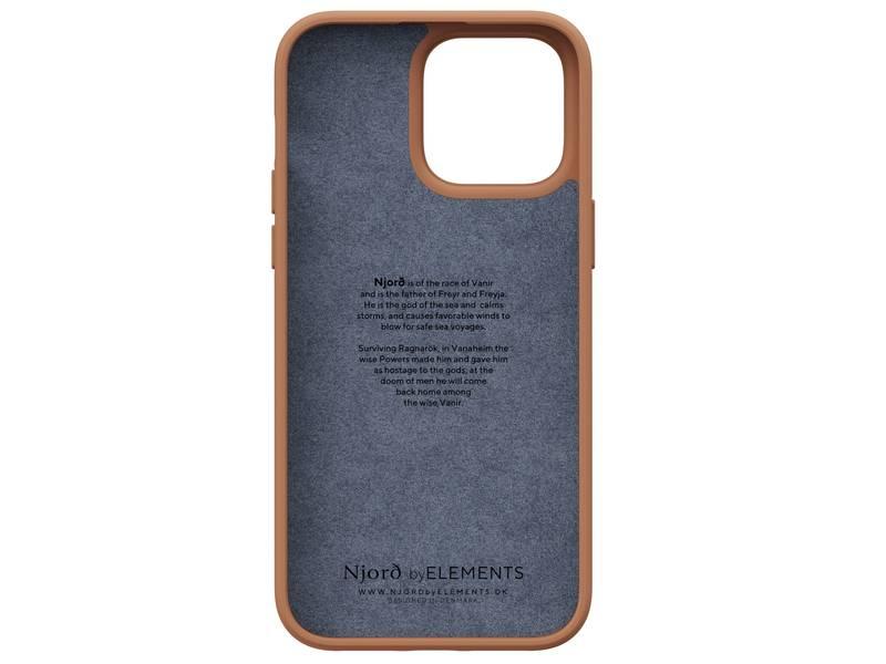 Kryt na mobil Njord Genuine Leather na Apple iPhone 14 Pro Max - cognac