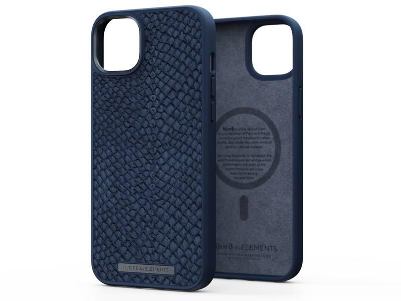 Kryt na mobil Njord Salm.Leather Magsafe na Apple iPhone 14 Max modrý