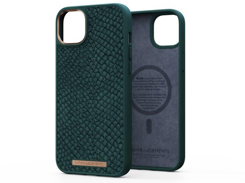 Kryt na mobil Njord Salm.Leather Magsafe na Apple iPhone 14 Max zelený