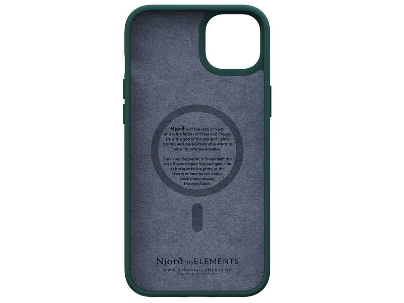Kryt na mobil Njord Salm.Leather Magsafe na Apple iPhone 14 Max zelený