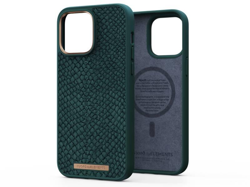 Kryt na mobil Njord Salm.Leather Magsafe na Apple iPhone 14 Pro Max zelený