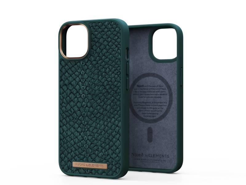 Kryt na mobil Njord Salm.Leather Magsafe na Apple iPhone 14 zelený