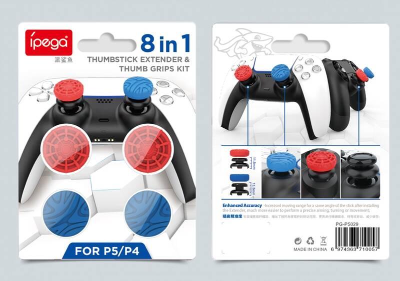 Opěrky pro palce iPega P5029A pro PS5 PS4 4ks červený modrý