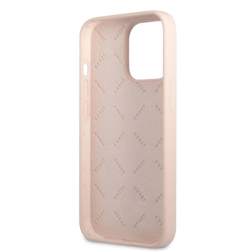 Kryt na mobil Guess 4G Metal Logo na Apple iPhone 13 Pro růžový