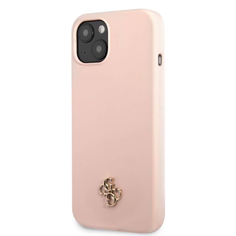 Kryt na mobil Guess 4G Metal Logo na Apple iPhone 13 růžový