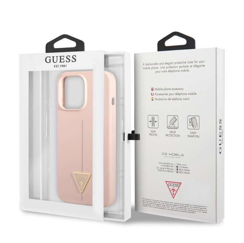 Kryt na mobil Guess Line Triangle na Apple iPhone 13 Pro růžový