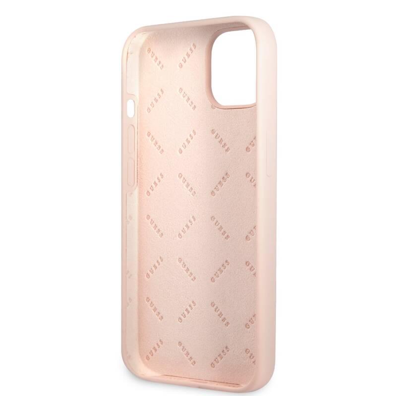 Kryt na mobil Guess Line Triangle na Apple iPhone 13 růžový