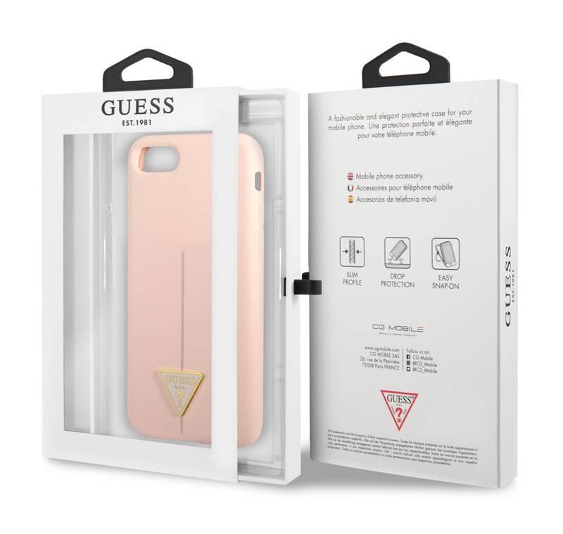 Kryt na mobil Guess Line Triangle na Apple iPhone 7 8 SE2020 SE2022 růžový