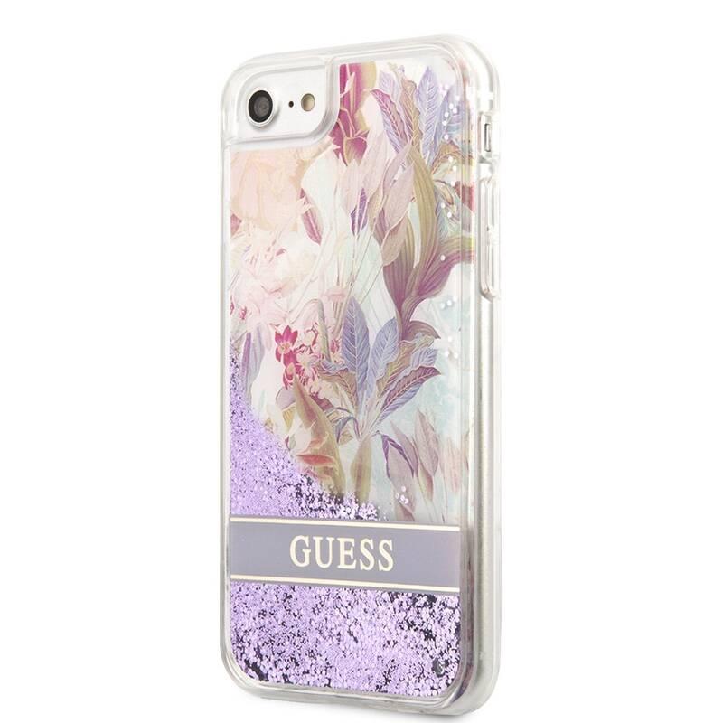 Kryt na mobil Guess Liquid Glitter Flower na Apple iPhone 7 8 SE2020 SE2022 fialový