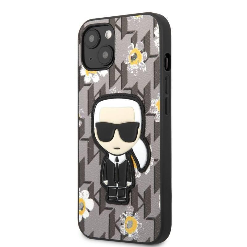 Kryt na mobil Karl Lagerfeld Ikonik Flower na Apple iPhone 13 šedý