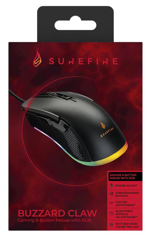 Myš SureFire Buzzard Claw RGB černá
