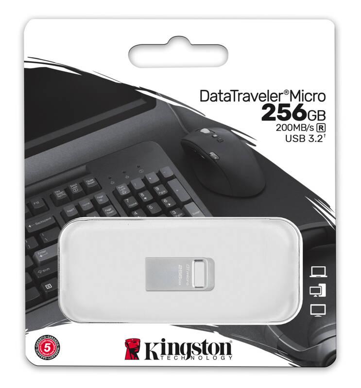 USB Flash Kingston DataTraveler Micro Metal 256GB stříbrný