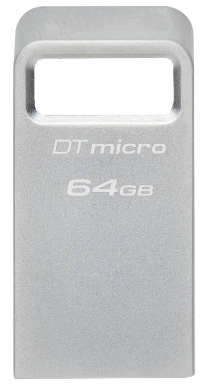 USB Flash Kingston DataTraveler Micro Metal 64GB stříbrný