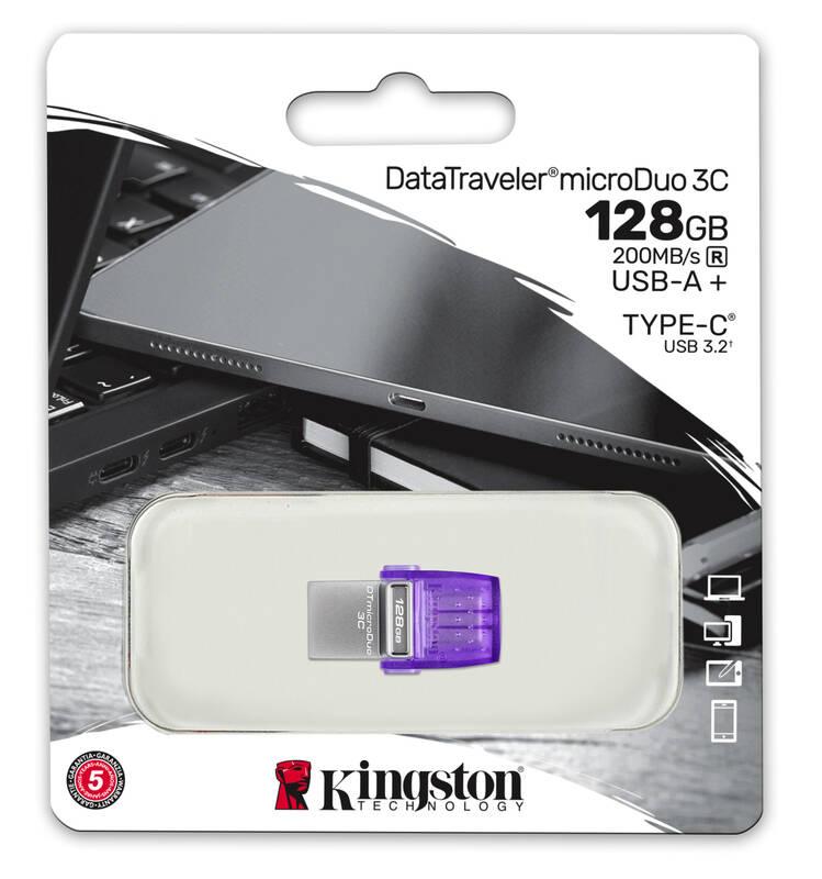 USB Flash Kingston DataTraveler microDuo 3C 128GB fialový