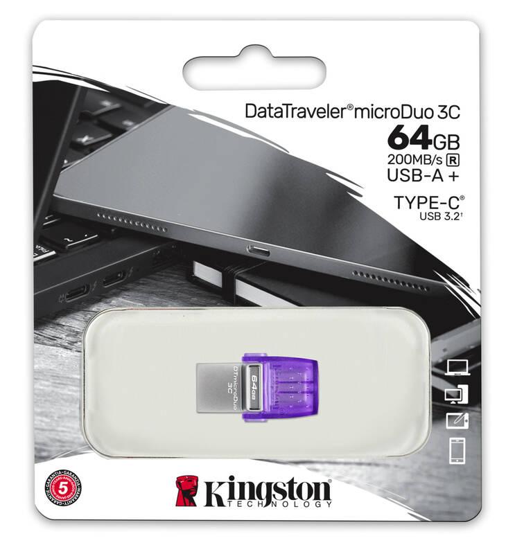 USB Flash Kingston DataTraveler microDuo 3C 64GB fialový