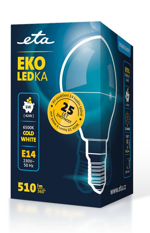 Žárovka LED ETA EKO LEDka mini globe 6W, E14, studená bílá