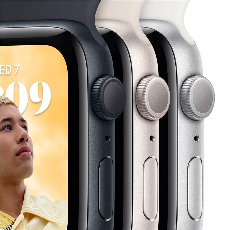 Chytré hodinky Apple Watch SE 2022 GPS 40mm pouzdro ze stříbrného hliníku - bílý sportovní řemínek, Chytré, hodinky, Apple, Watch, SE, 2022, GPS, 40mm, pouzdro, ze, stříbrného, hliníku, bílý, sportovní, řemínek