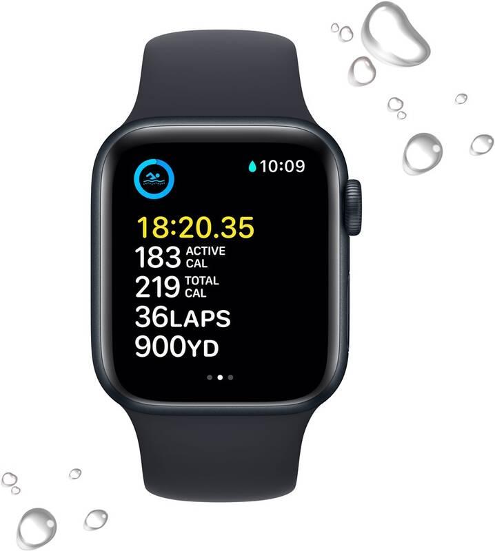 Chytré hodinky Apple Watch SE 2022 GPS 44mm pouzdro z temně inkoustového hliníku - temně inkoustový sportovní řemínek