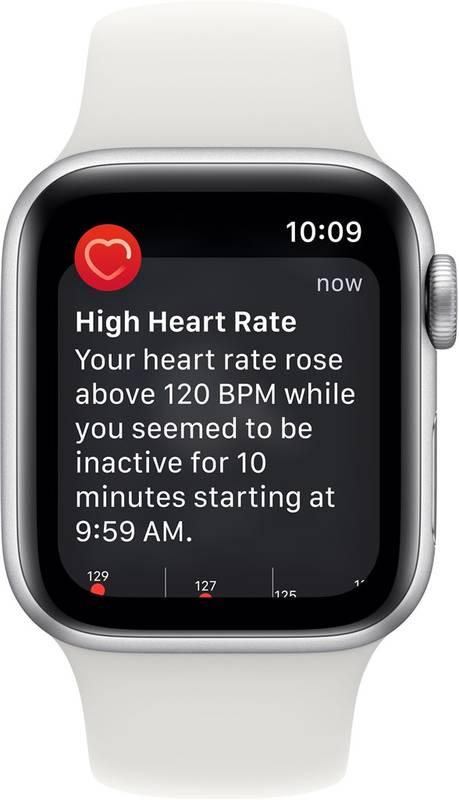 Chytré hodinky Apple Watch SE 2022 GPS Cellular 40mm pouzdro ze stříbrného hliníku - bílý sportovní řemínek
