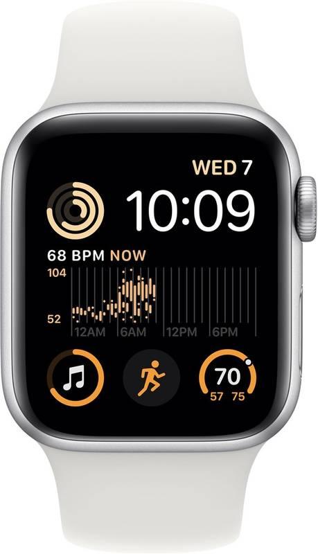 Chytré hodinky Apple Watch SE 2022 GPS Cellular 44mm pouzdro ze stříbrného hliníku - bílý sportovní řemínek