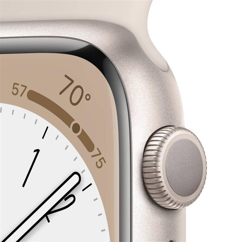 Chytré hodinky Apple Watch Series 8 GPS 41mm pouzdro z hvězdně bílého hliníku - hvězdně bílý sportovní řemínek, Chytré, hodinky, Apple, Watch, Series, 8, GPS, 41mm, pouzdro, z, hvězdně, bílého, hliníku, hvězdně, bílý, sportovní, řemínek