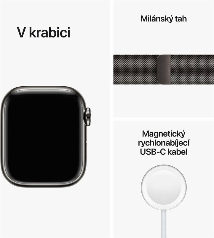 Chytré hodinky Apple Watch Series 8 GPS Cellular 41mm pouzdro z grafitově šedé nerezové oceli - grafitově šedý milánský tah