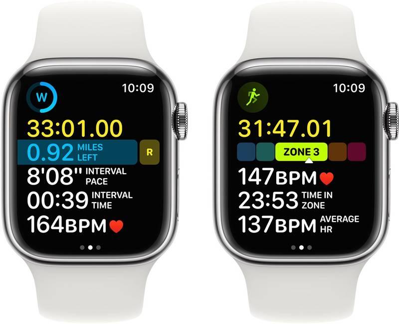 Chytré hodinky Apple Watch Series 8 GPS Cellular 41mm pouzdro ze stříbrné nerezové oceli - bílý sportovní řemínek