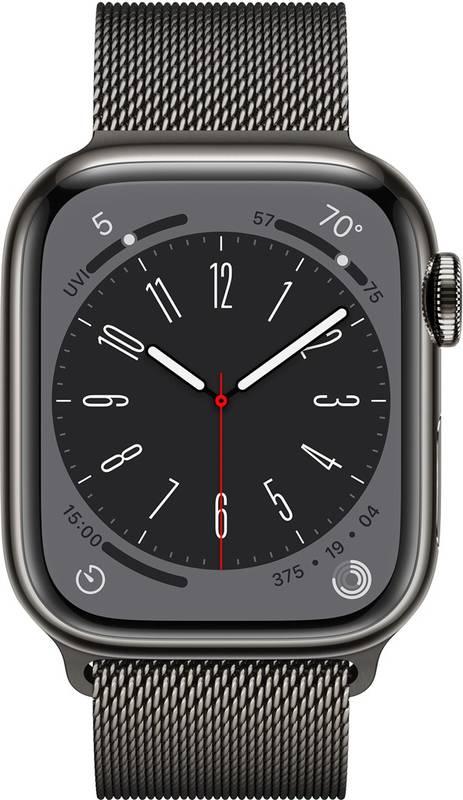 Chytré hodinky Apple Watch Series 8 GPS Cellular 45mm pouzdro z grafitově šedé nerezové oceli - grafitově šedý milánský tah