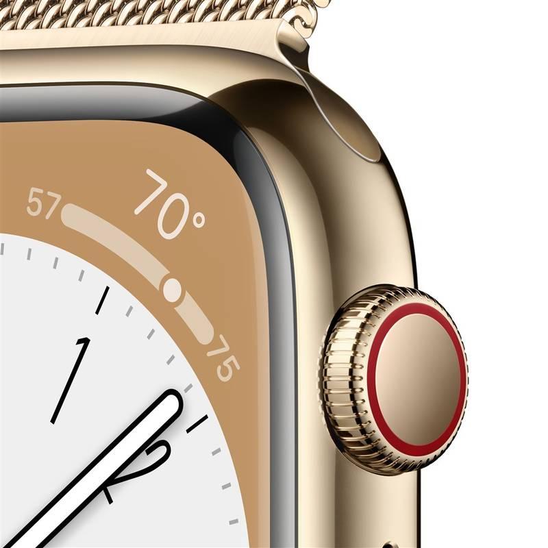 Chytré hodinky Apple Watch Series 8 GPS Cellular 45mm pouzdro ze zlaté nerezové oceli - zlatý milánský tah