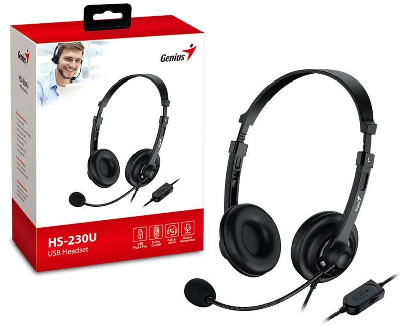 Headset Genius HS-230U černý, Headset, Genius, HS-230U, černý