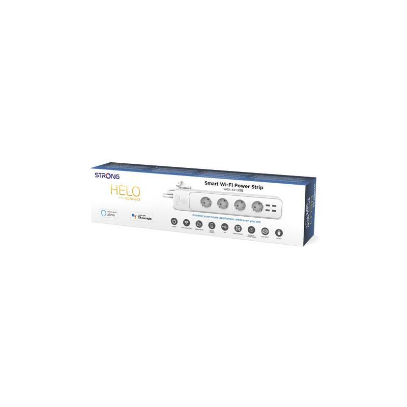Kabel prodlužovací Strong Helo-POWER-4-EU, WiFi, 4x zásuvka, 4x USB, 1,5 m bílý, Kabel, prodlužovací, Strong, Helo-POWER-4-EU, WiFi, 4x, zásuvka, 4x, USB, 1,5, m, bílý