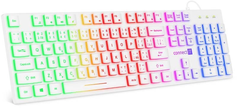 Klávesnice Connect IT Chocolate RNBW, CZ SK bílá