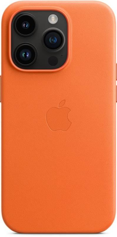 Kryt na mobil Apple Leather Case s MagSafe pro iPhone 14 Pro - oranžový