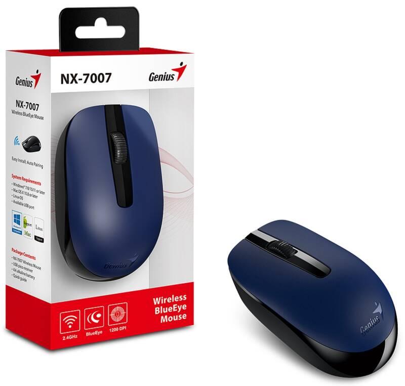 Myš Genius NX-7007 černá modrá, Myš, Genius, NX-7007, černá, modrá