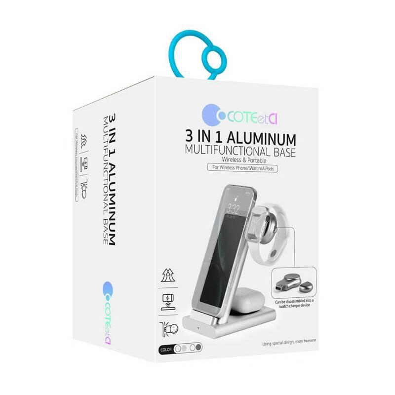 Nabíjecí stojánek COTEetCI WS-20 3v1 šedá